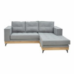 Corner reversible sofa Mirabel grey fabric-natural wood 250x184x100cm - Image 3