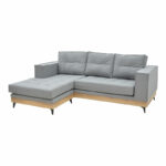 Corner reversible sofa Mirabel grey fabric-natural wood 250x184x100cm - Image 4