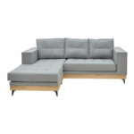 Corner reversible sofa Mirabel grey fabric-natural wood 250x184x100cm - Image 5