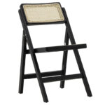 Јоко преклопна столица беж ПВЦ ратан-црна ногарка