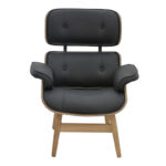 Relax armchair Mirto solid wood walnut-PU black 80x80x96.5cm - Слика 4