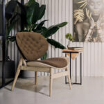 Relax armchair Udalle solid walnut wood-brown fabric 77x70x82cm - Слика 2