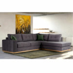 Corner sofa Boston left corner fabric dark grey-dark green 280x225x90cm - Image 2