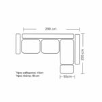 Corner sofa Luxury II left corner fabric ciel-cream 290x235x95cm - Слика 4