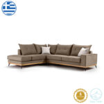 Corner sofa Luxury II right corner fabric mocha-cream 290x235x95cm