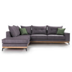 Corner sofa Luxury II right corner fabric dark grey-dark green 290x235x95cm - Image 2
