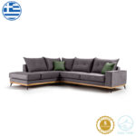 Corner sofa Luxury II right corner fabric dark grey-dark green 290x235x95cm