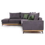 Corner sofa Luxury II right corner fabric dark grey-dark green 290x235x95cm - Image 3