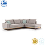 Corner sofa Luxury II left corner fabric elephant-ciel 290x235x95cm