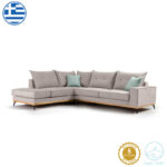 Corner sofa Luxury II right corner fabric elephant-ciel 290x235x95cm