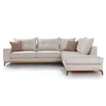 Corner sofa Luxury II left corner fabric  cream-mocha 290x235x95cm - Image 2