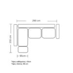 Corner sofa Luxury II right corner fabric  creamt-mocha 290x235x95cm - Слика 4