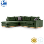 Corner sofa Boston right corner fabric dark green-dark grey 280x225x90cm