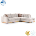 Corner sofa Boston left corner fabric cream-mocha 280x225x90cm