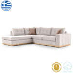 Corner sofa Boston right corner fabric cream-mocha 280x225x90cm