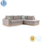 Corner sofa Boston left corner fabric elephant-ciel 280x225x90cm