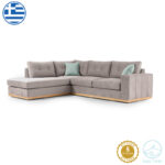 Corner sofa Boston right corner fabric elephant-ciel 280x225x90cm