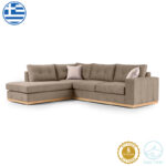 Corner sofa Boston right corner fabric mocha-cream 280x225x90cm