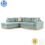 Corner sofa Boston right corner fabric ciel-cream 280x225x90cm