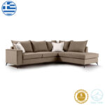 Corner sofa Boston left corner fabric mocha-cream 290x235x95cm