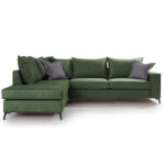 Corner sofa Boston right corner fabric dark green-dark grey 290x235x95cm - Image 2