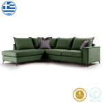 Corner sofa Boston right corner fabric dark green-dark grey 290x235x95cm