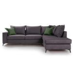 Corner sofa  Romantic left corner fabric dark grey-dark green 290x235x95cm - Image 2