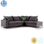 Corner sofa  Romantic left corner fabric dark grey-dark green 290x235x95cm