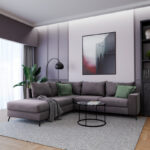 Corner sofa Boston right corner fabric dark grey-dark green 290x235x95cm - Слика 2
