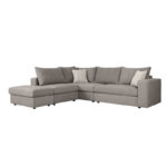 Reversible polymorphic sofa London grey fabric-light grey cushions 296x246x95cm - Image 2