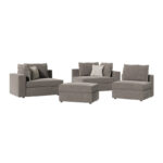 Reversible polymorphic sofa London grey fabric-light grey cushions 296x246x95cm - Image 4