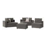 Reversible polymorphic sofa London  grey fabric-light grey cushions 296x246x95cm - Слика 4