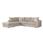 Reversible polymorphic sofa London grey-beige fabric-light grey cushions 296x246x95cm - Image 2