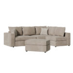 Reversible polymorphic sofa London grey-beige fabric-light grey cushions 296x246x95cm - Image 3