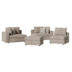 Reversible polymorphic sofa London grey-beige fabric-light grey cushions 296x246x95cm - Image 4