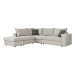 Reversible polymorphic sofa London light grey fabric-grey cushions 296x246x95cm - Image 2