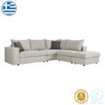 Reversible polymorphic sofa London light grey fabric-grey cushions 296x246x95cm
