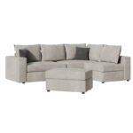 Reversible polymorphic sofa London light grey fabric-grey cushions 296x246x95cm - Image 3