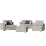Reversible polymorphic sofa London light grey fabric-grey cushions 296x246x95cm - Image 4