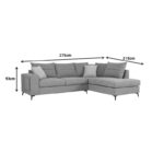 Left corner sofa Montana grey fabric-light grey cushions 275x215x93cm - Слика 4