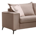 Verona 3-seater sofa mocha fabric with cream cushions 225x93x100cm - Image 2