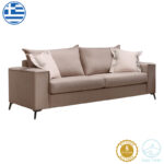 Verona 3-seater sofa mocha fabric with cream cushions 225x93x100cm
