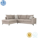Right corner sofa Montana grey-beige fabric-light grey cushions 275x215x93cm