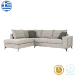 Десен аголен тросед Монтана светло сива ткаенина - сиви перници 275x215x93 см