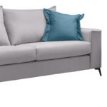 Verona 3-seater sofa light grey fabric with blue cushions 225x93x100cm - Image 3
