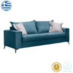 Тросед Верона, сина ткаенина со светло сиви перници 225x93x100 см