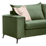 Verona 3-seater sofa dark green fabric with cream cushions 225x93x100cm - Image 2