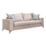 Verona 2 pieces sofa set cream fabric with mint-colored cushions - Image 2