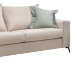 Verona 2 pieces sofa set cream fabric with mint-colored cushions - Image 4