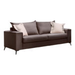 Verona 2 pieces sofa set dark grey fabric with beige-colored cushions - Image 2